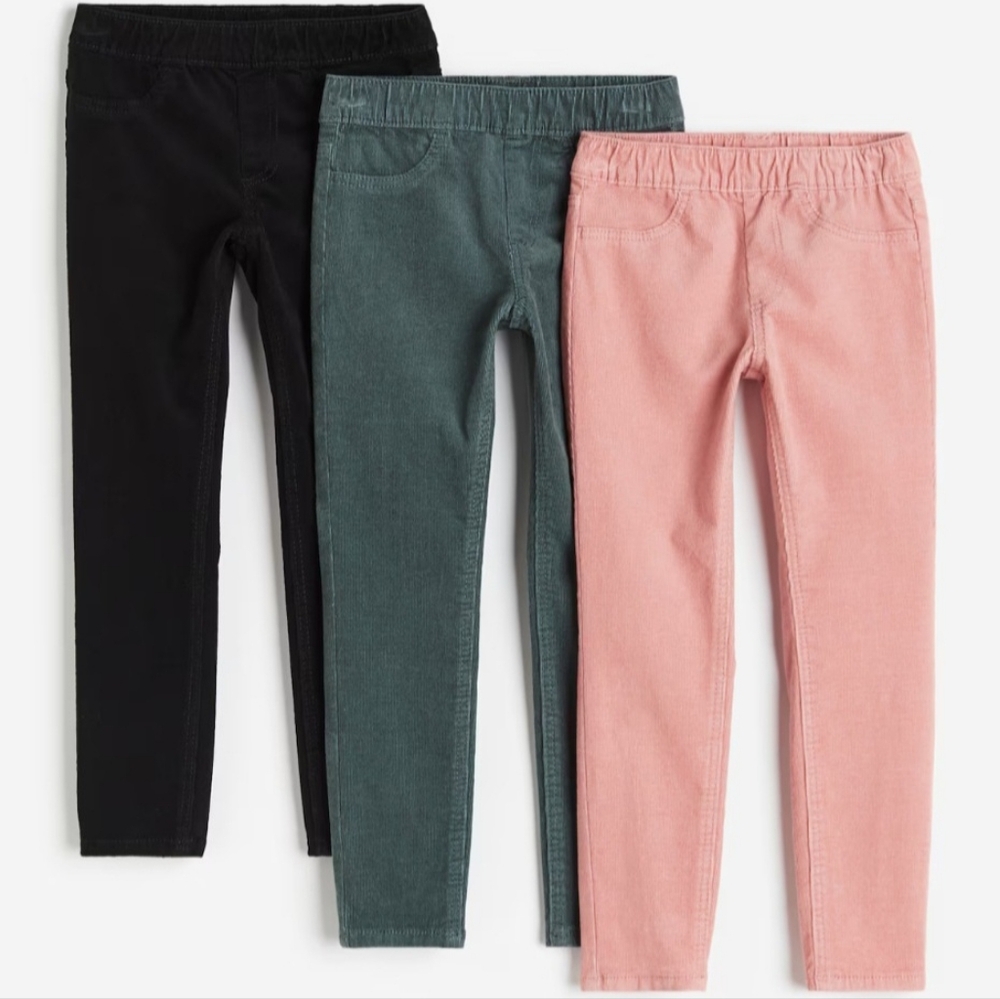 💝 H&M, Girls 3 pack leggings, Size: 6X , Colors Black, Camo green and pink.